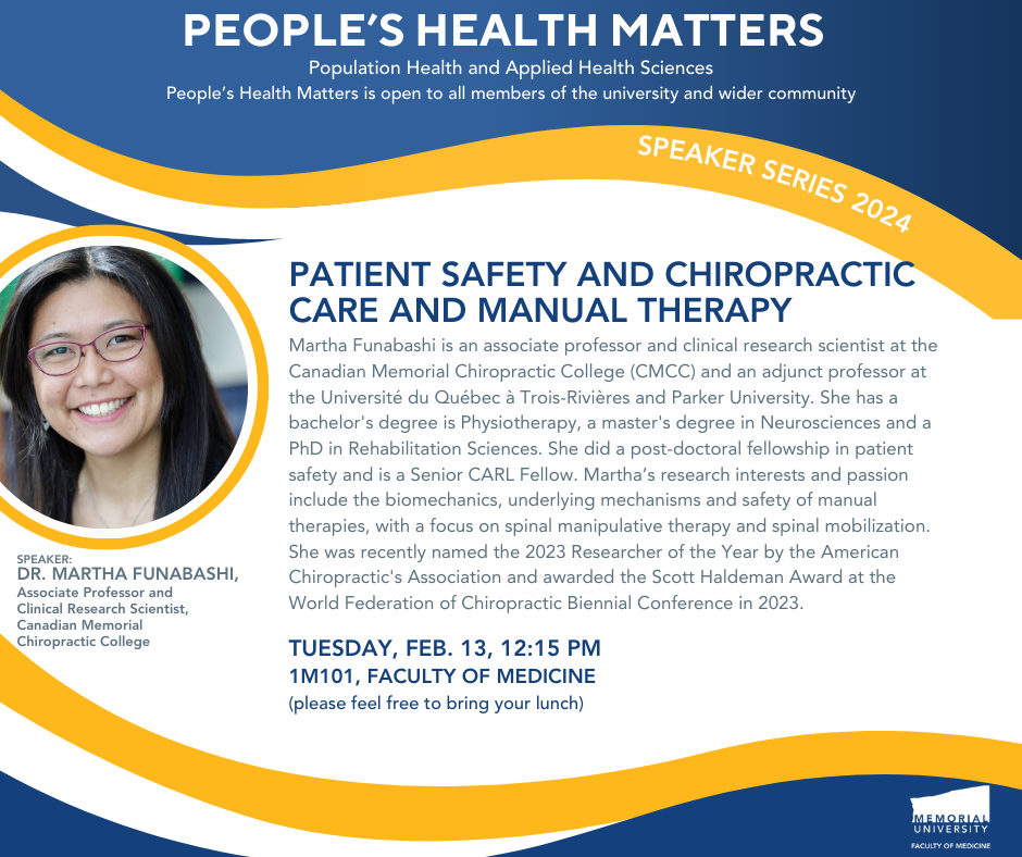 Graphic for Peoples Health Matters poster for February 13, 2024 – Dr. Martha Funabashi